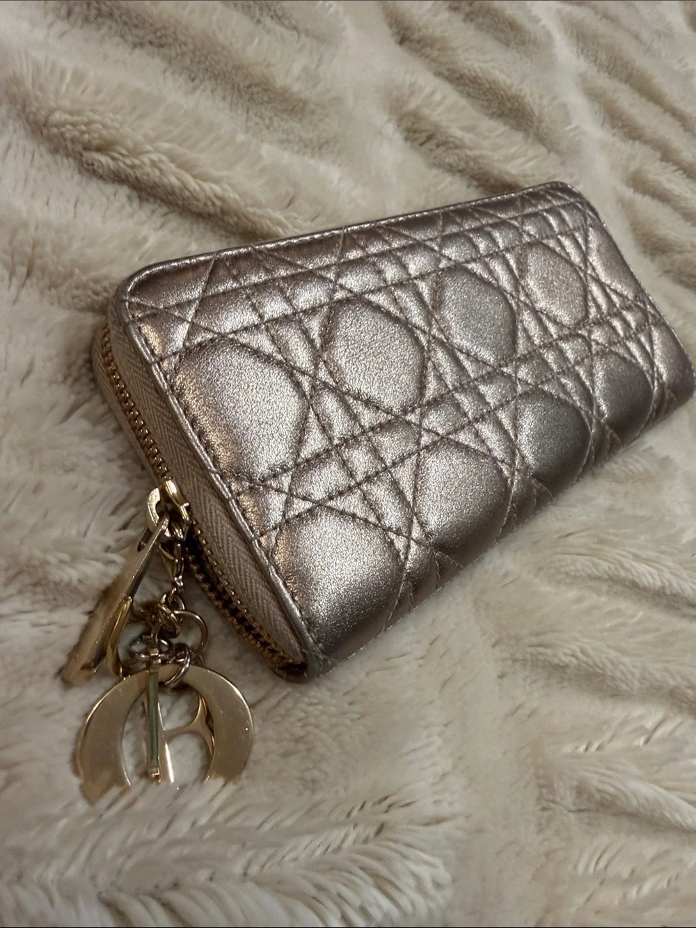 Metallic Quilted Zip Wallet - Bronze